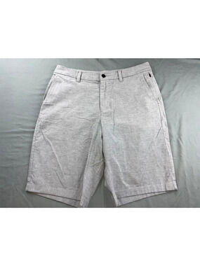 Lululemon Flat Front Athletic Chino Style Shorts. Gray Pinpoint, Men's 32. GUC!!